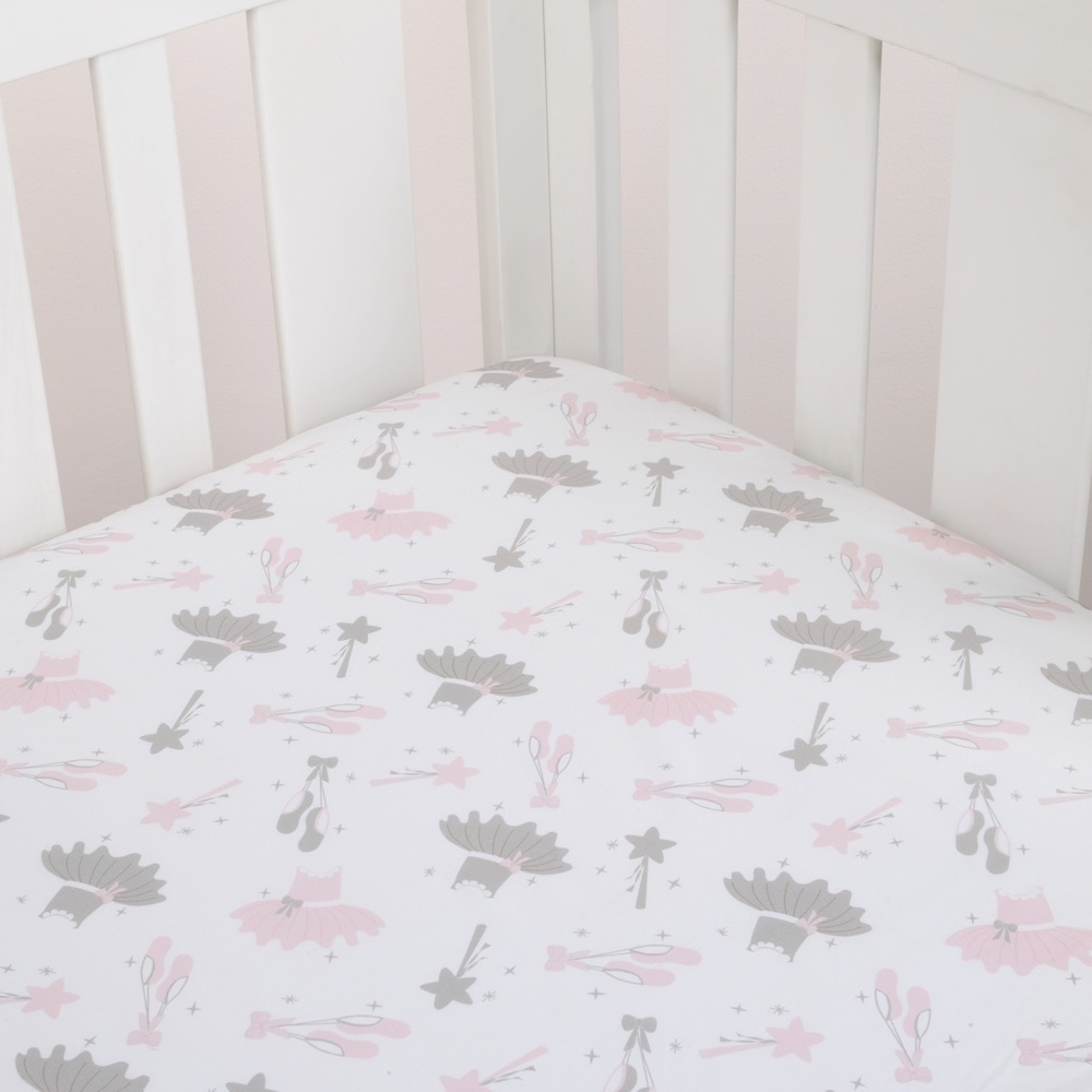 Ballerina Bows Fitted Crib Sheet by NoJo